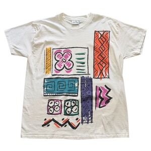 Vintage Jacques Moret 90s Abstract Art Floral Graphic Cottage Cute Core T-shirt